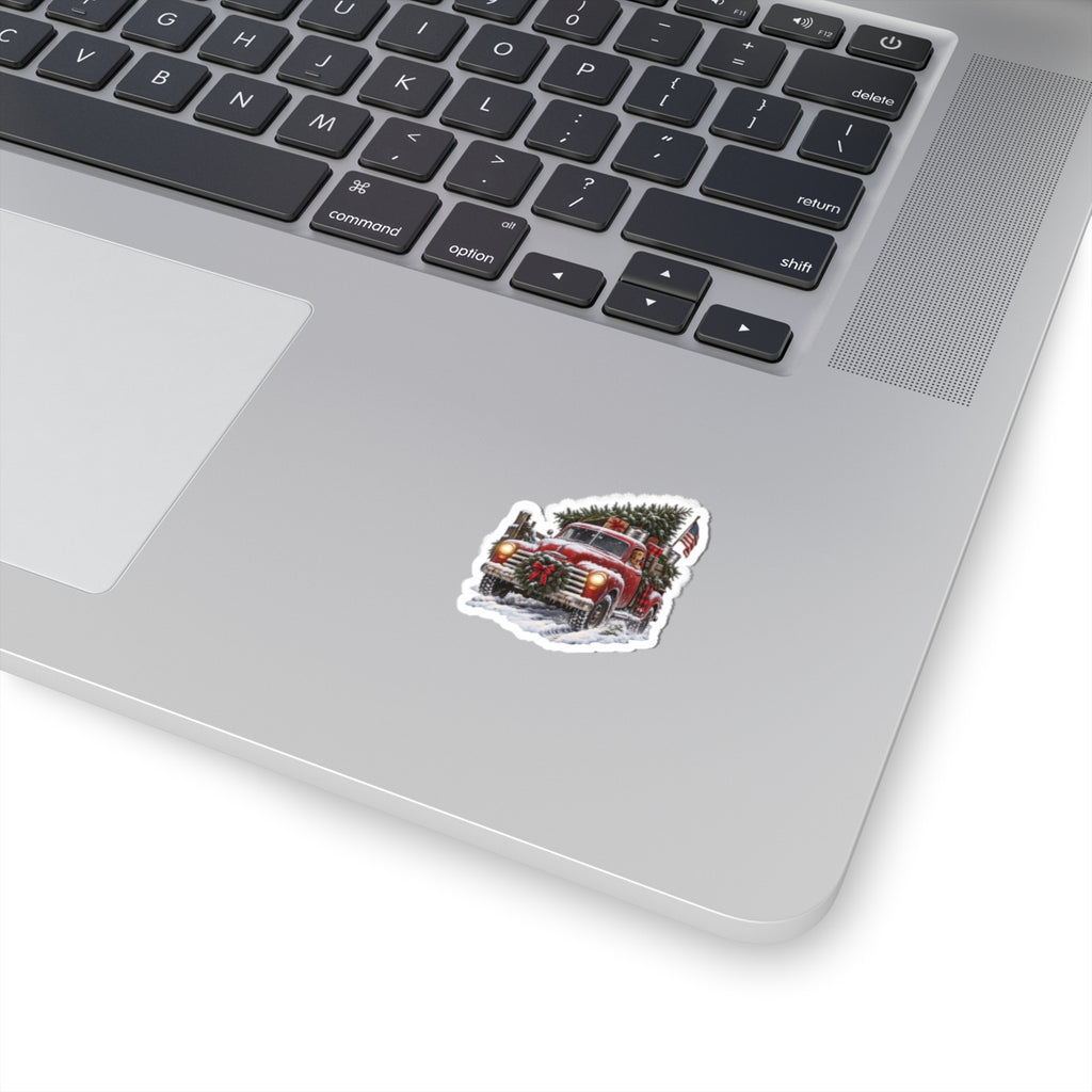 Vintage Christmas Truck Kiss-Cut Sticker