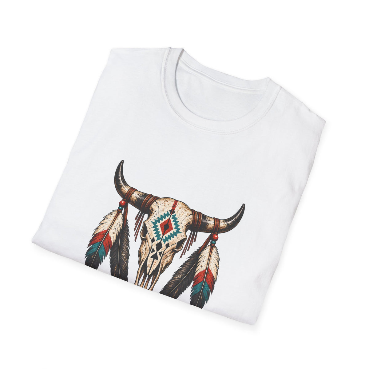 Bull Skull with Feathers