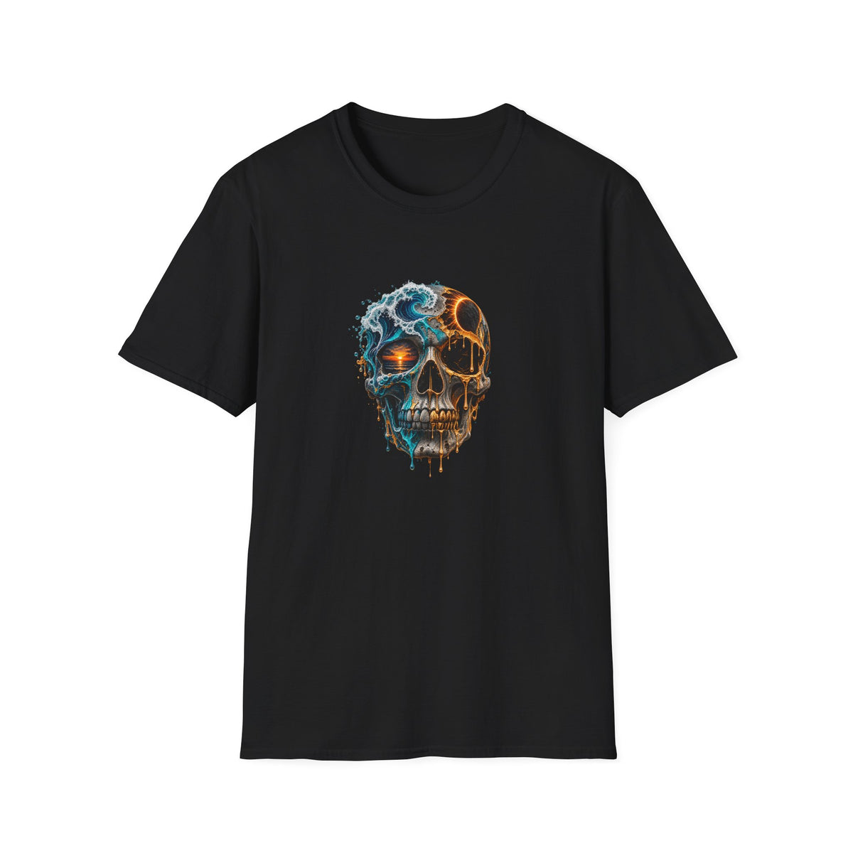 Skull with Ocean Wave and Sunset