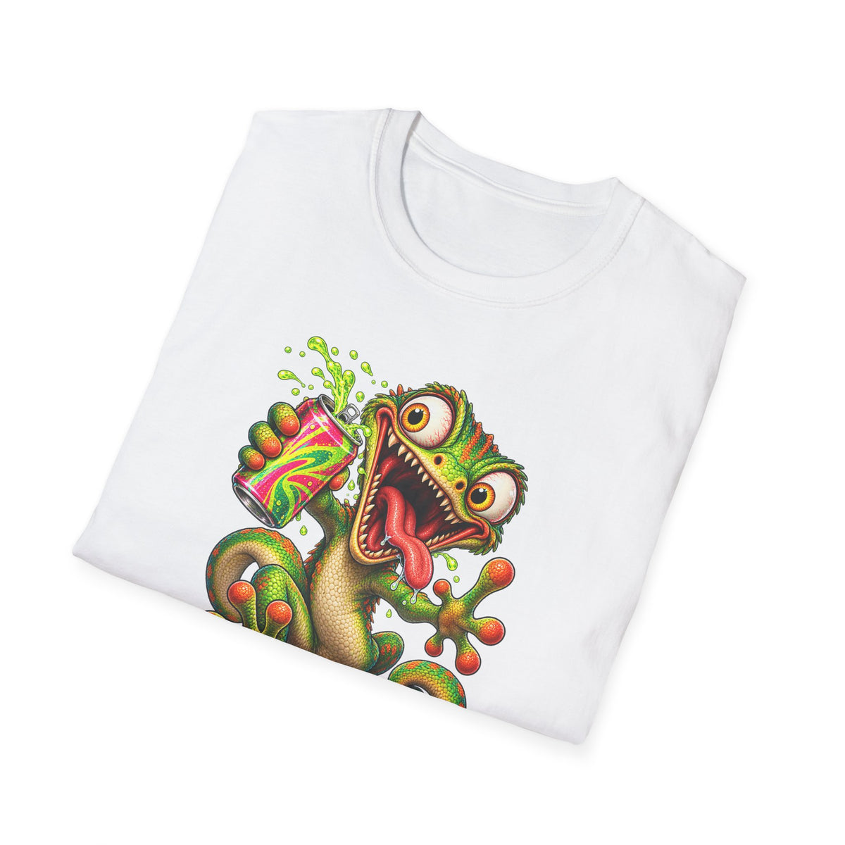 Cartoon Lizard Drinking Can