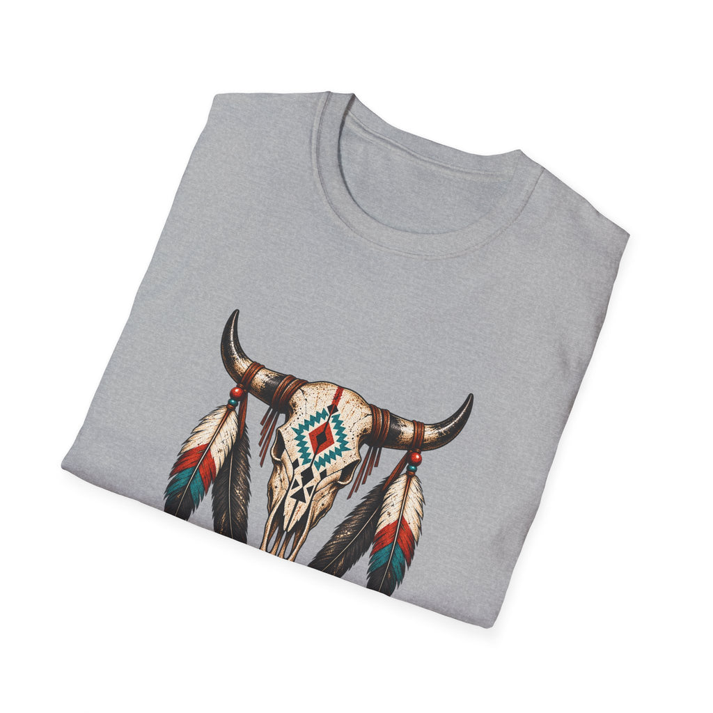 Bull Skull with Feathers