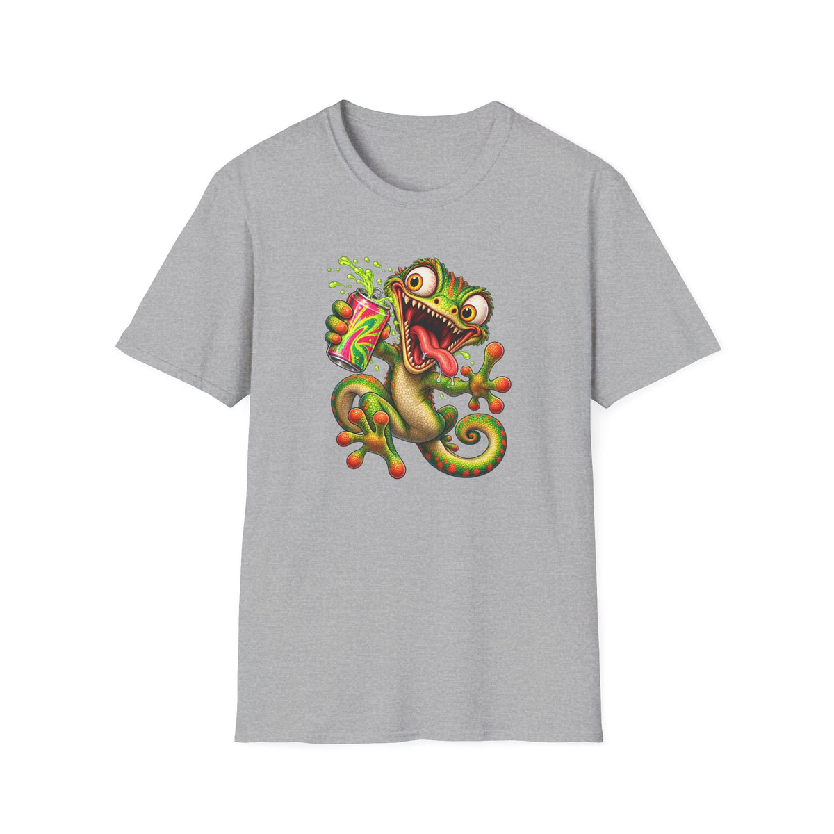 Cartoon Lizard Drinking Can