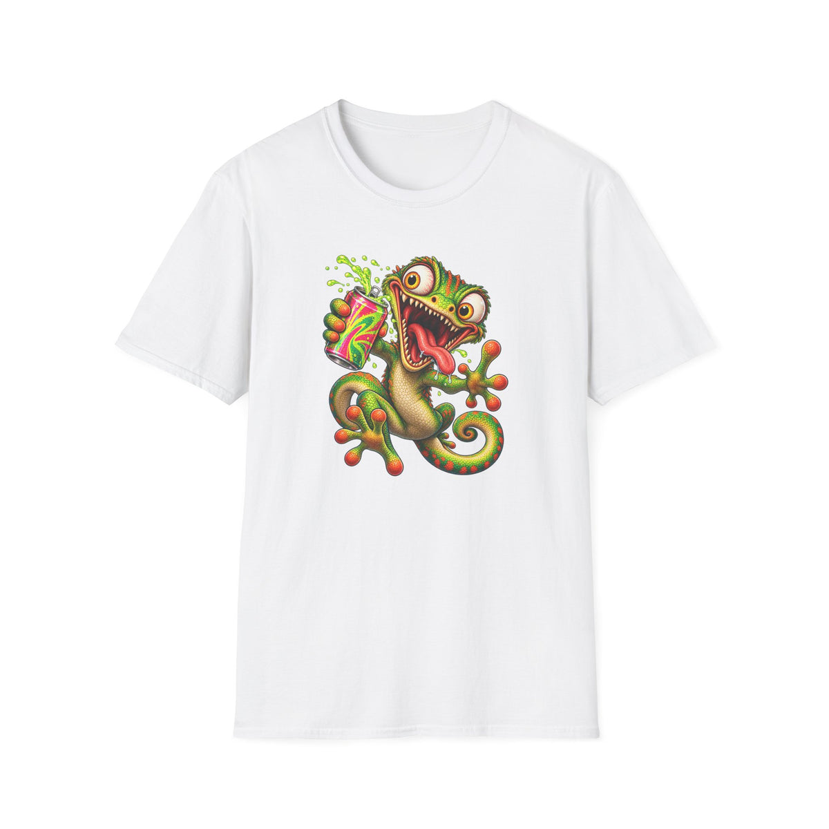 Cartoon Lizard Drinking Can
