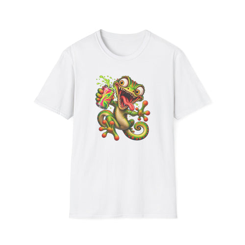 Cartoon Lizard Drinking Can