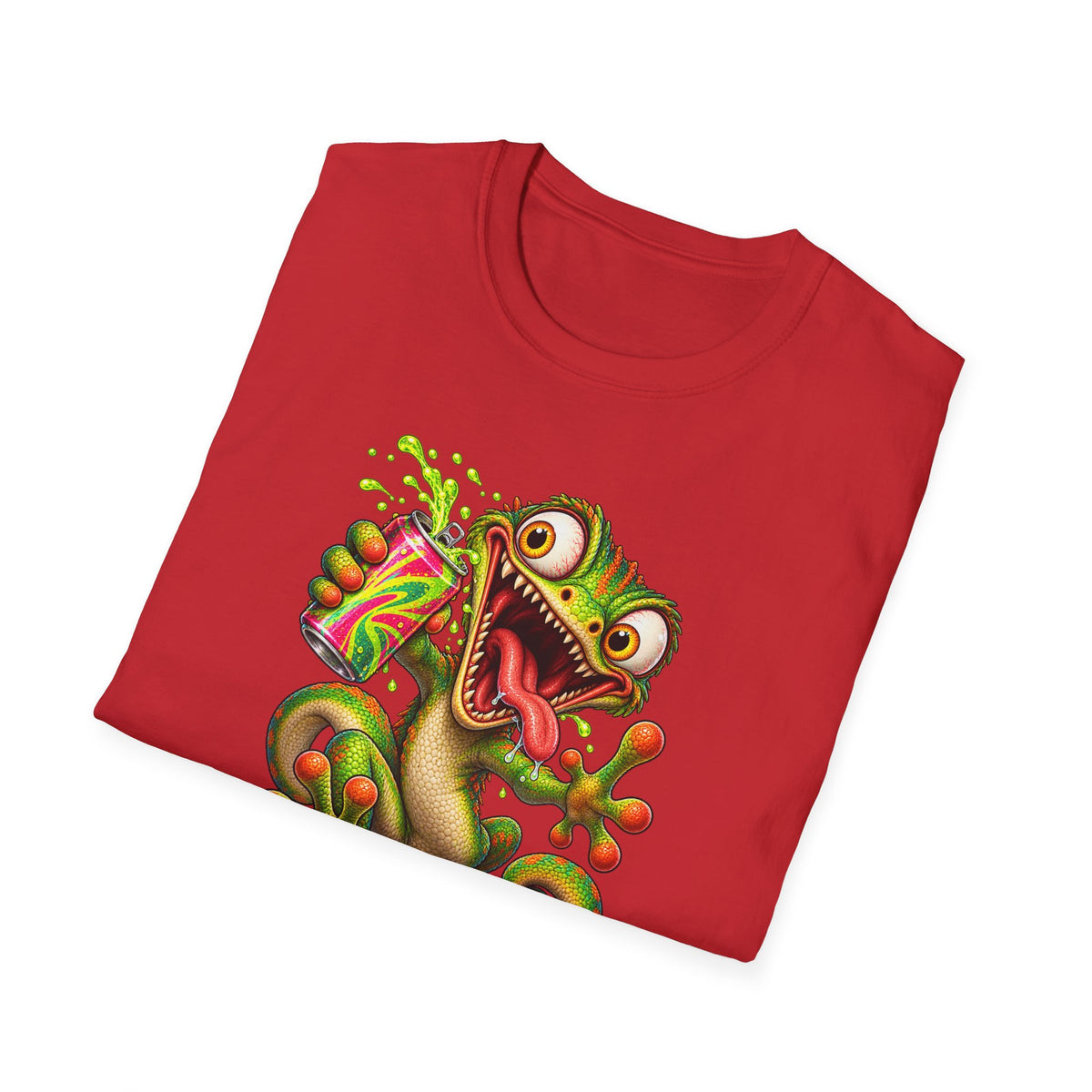 Cartoon Lizard Drinking Can