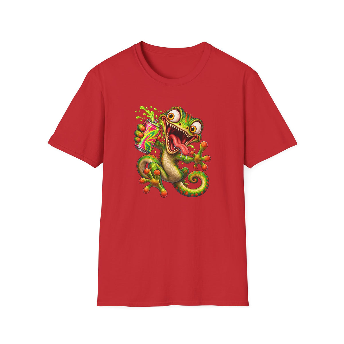 Cartoon Lizard Drinking Can