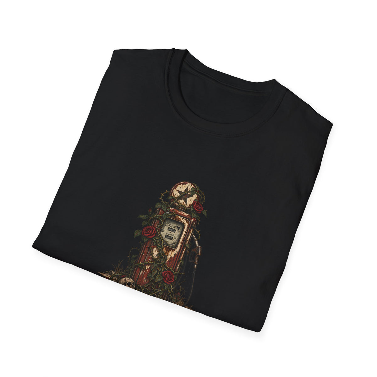 Vintage Gas Pump with Roses and Skull