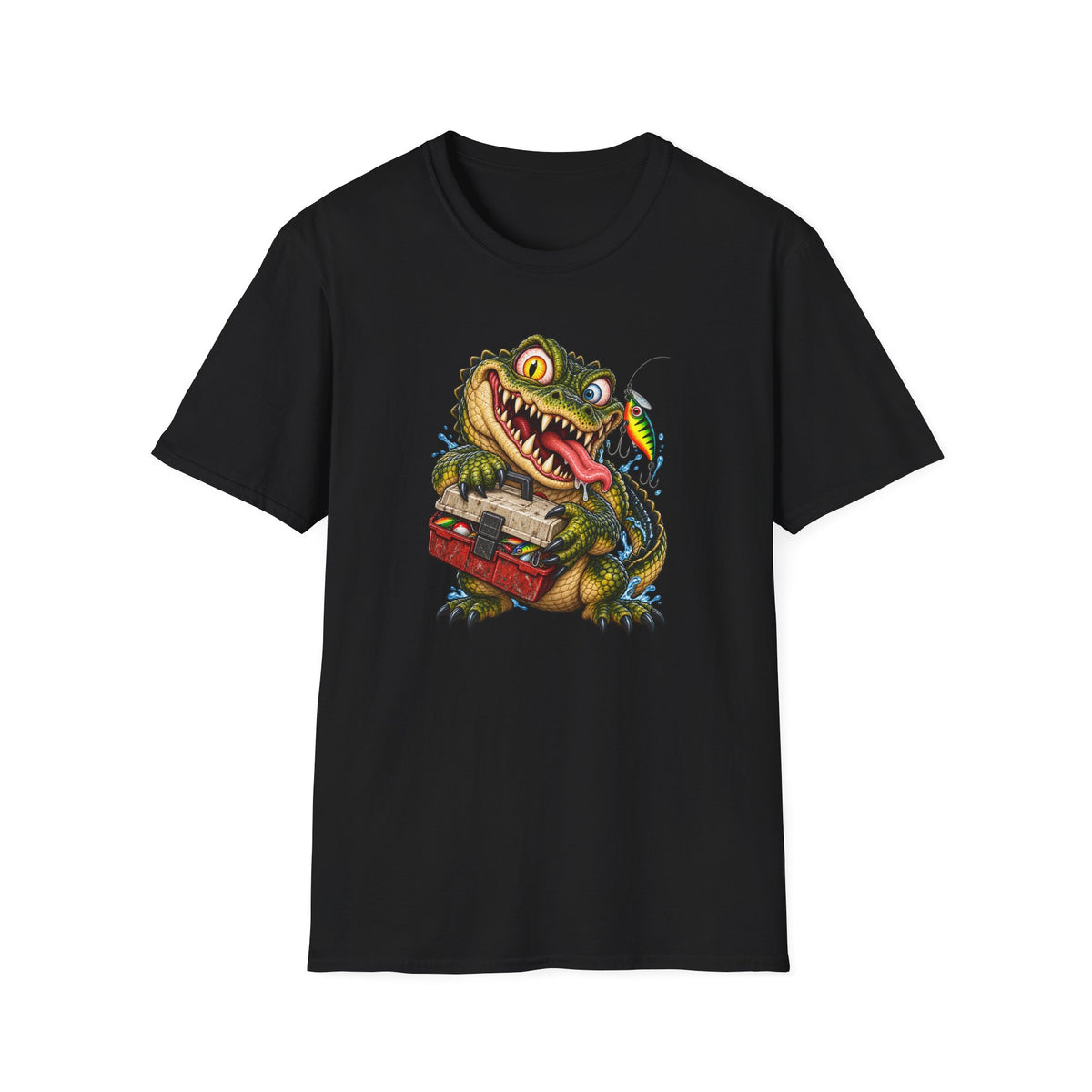 Cartoon Crocodile Fisherman