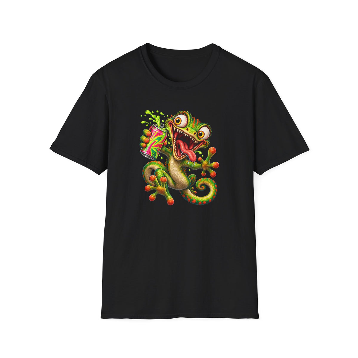 Cartoon Lizard Drinking Can