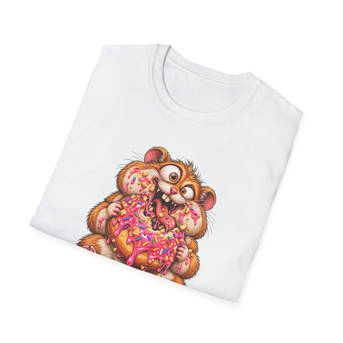 Cartoon Hamster Eating Doughnut