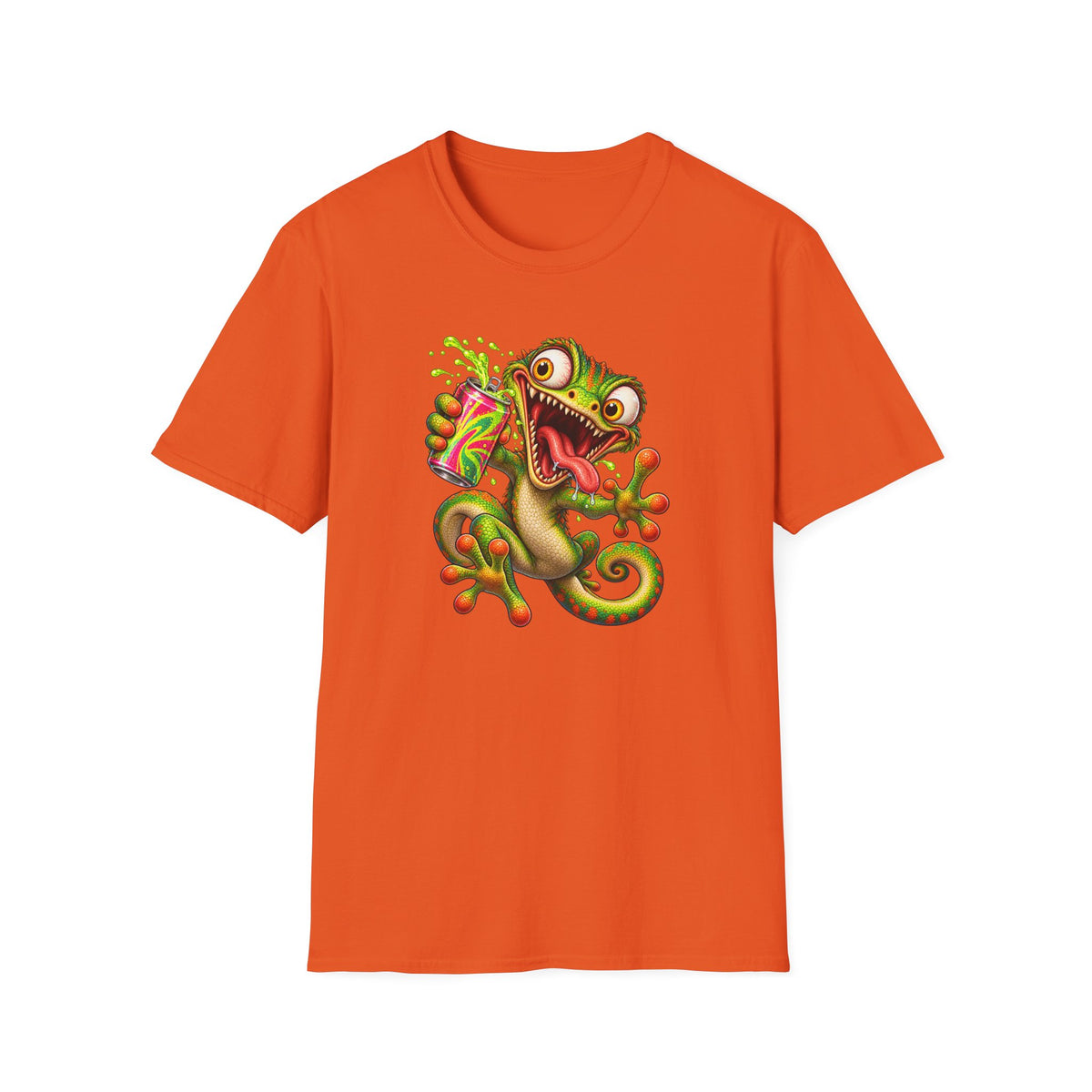 Cartoon Lizard Drinking Can