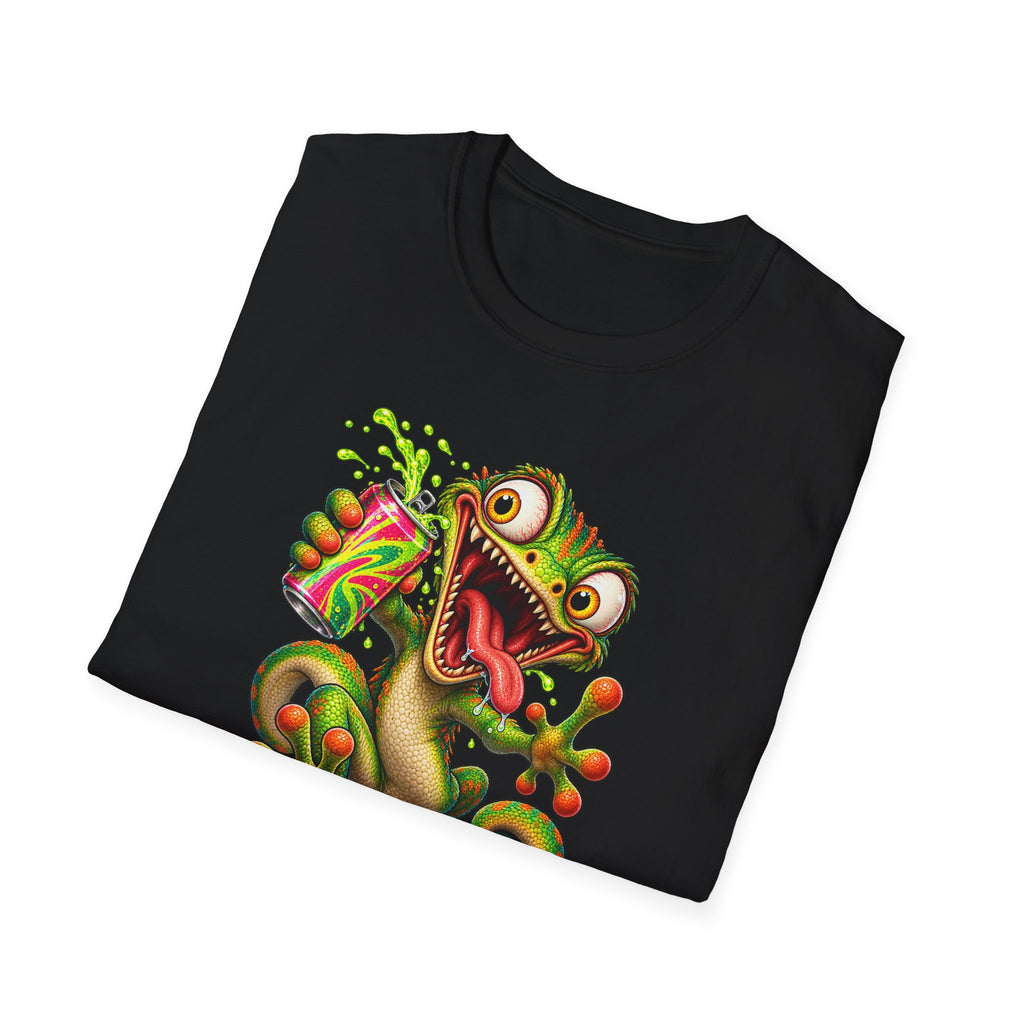 Cartoon Lizard Drinking Can
