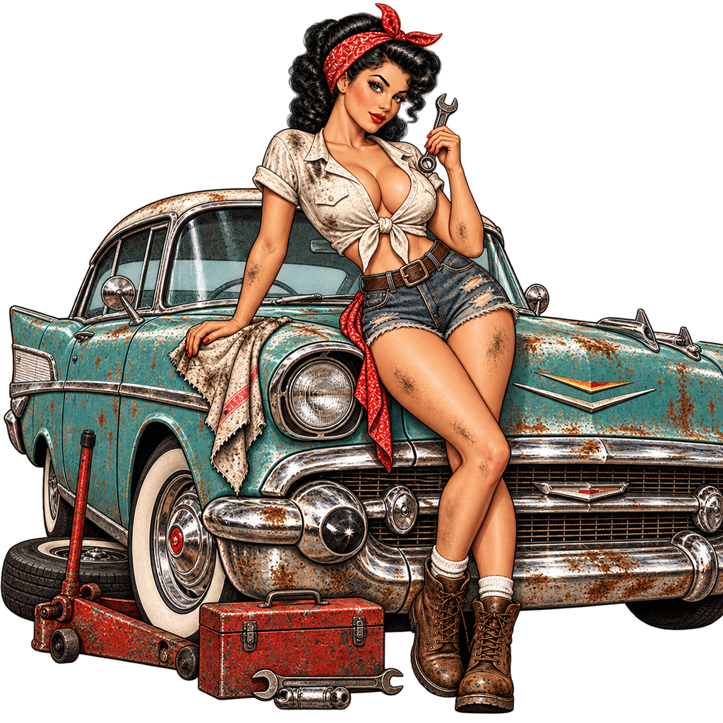 Retro Mechanic Pin Up